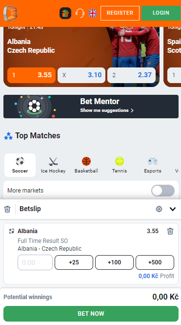 Select the amount to bet on Betano