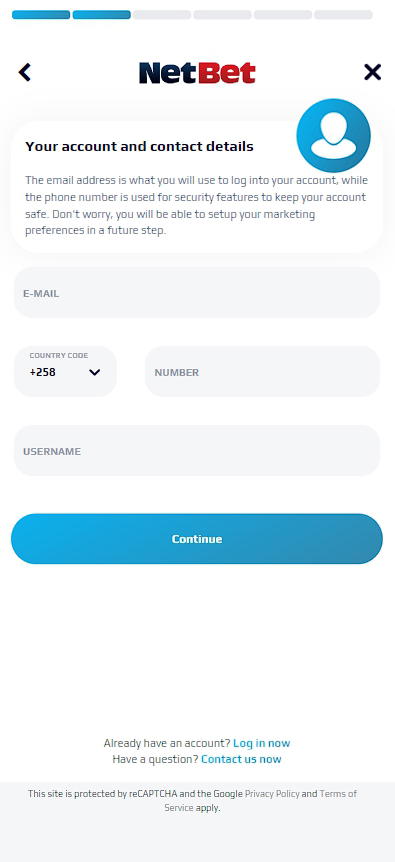 Netbet first registration form