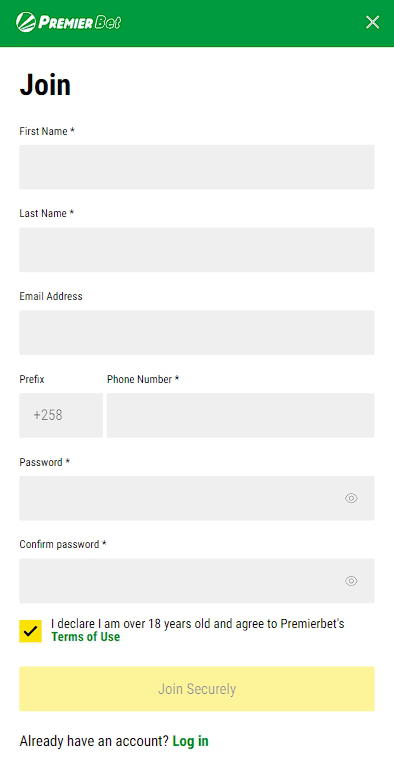 Registration form