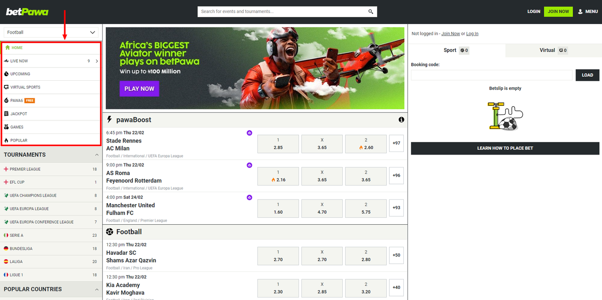 Betpawa sports betting site