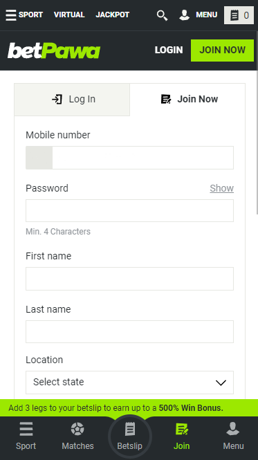 How to register at Betpawa