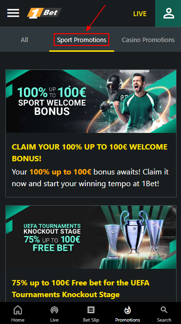 Bonuses offered by 1bet