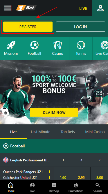 Register at 1bet