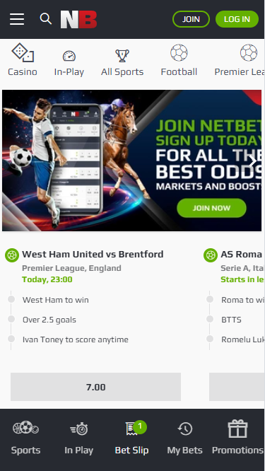 NetBet mobile version