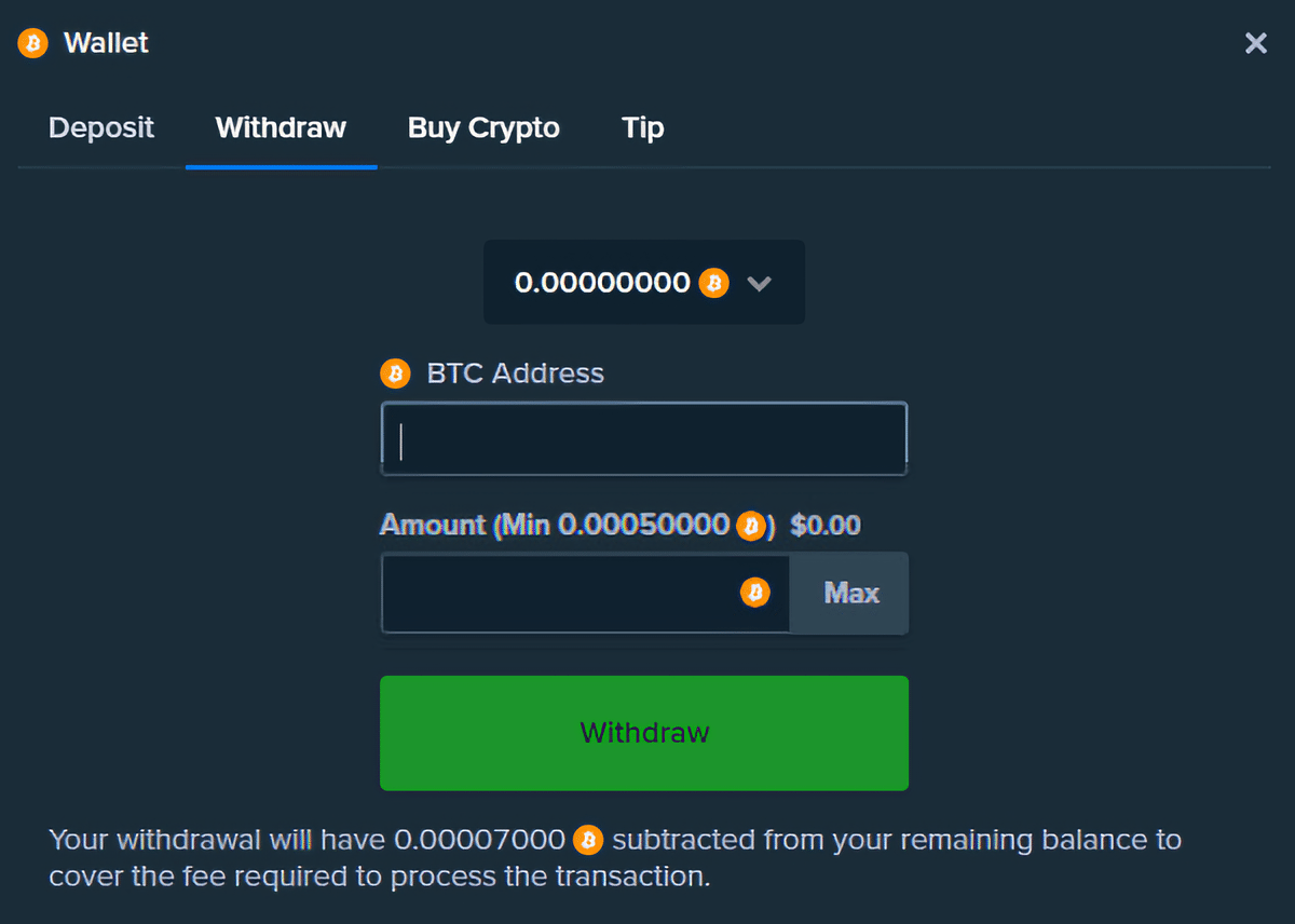 Withdrawal of funds