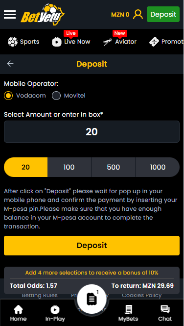 Minimum and maximum deposit amount