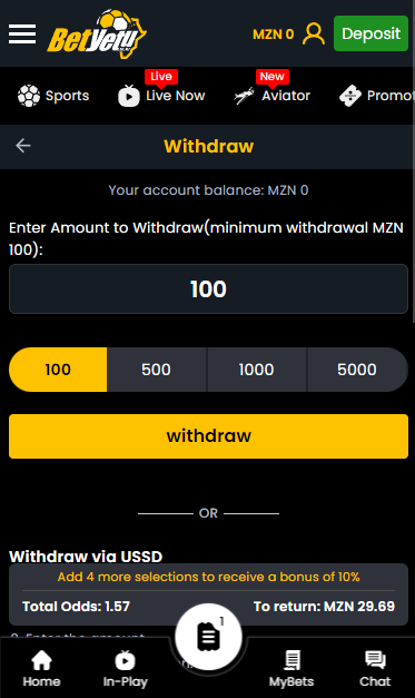 Payment systems for withdrawing money to the BetYetu bookmaker's account