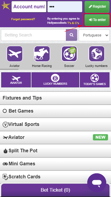 Authorization on the Hollywoodbets website