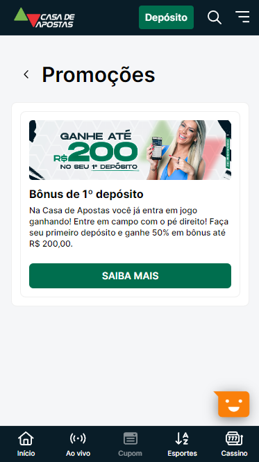 Casa de aposta welcome bonus