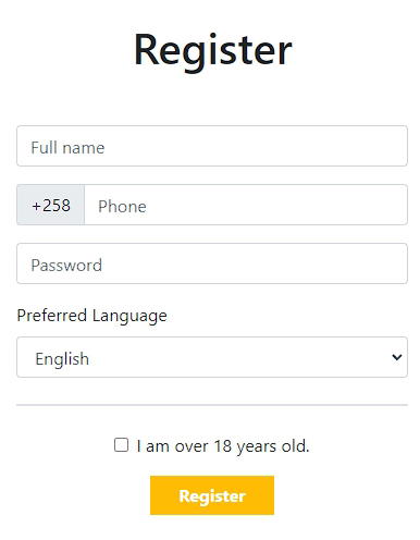 Registration form