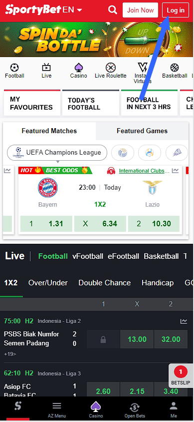 Sportybet log in