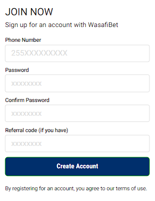 Wasafibet how to register