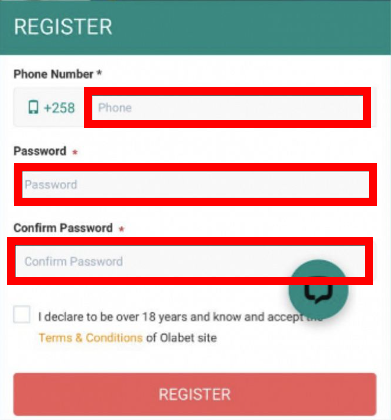 Registration form