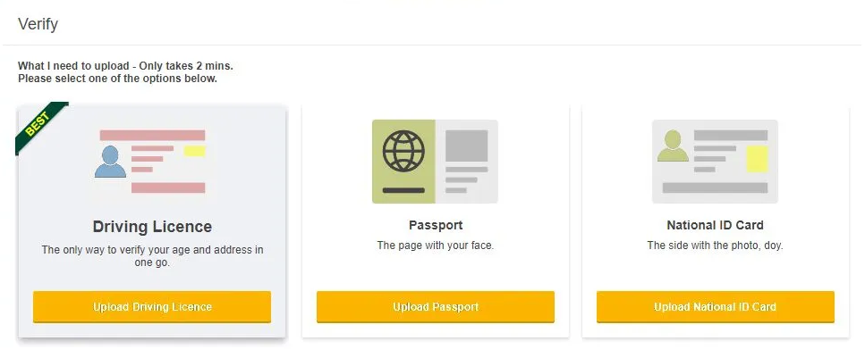 Betfair identity verification documents