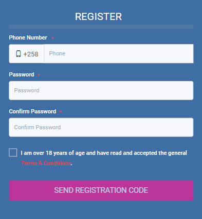 Registration form