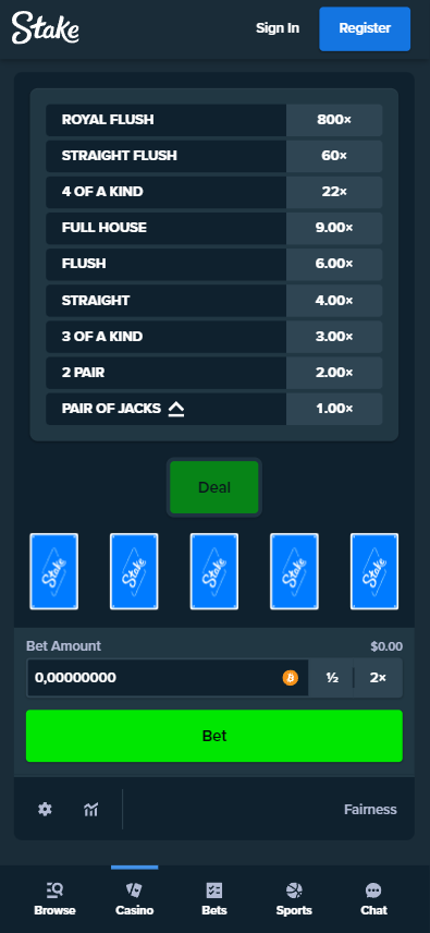 Stake poker betting