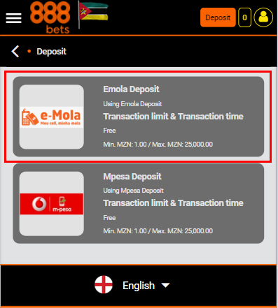 e-Mola 888bet payment system