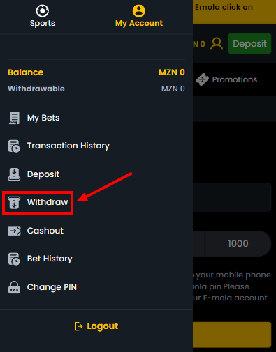 "Withdraw" button