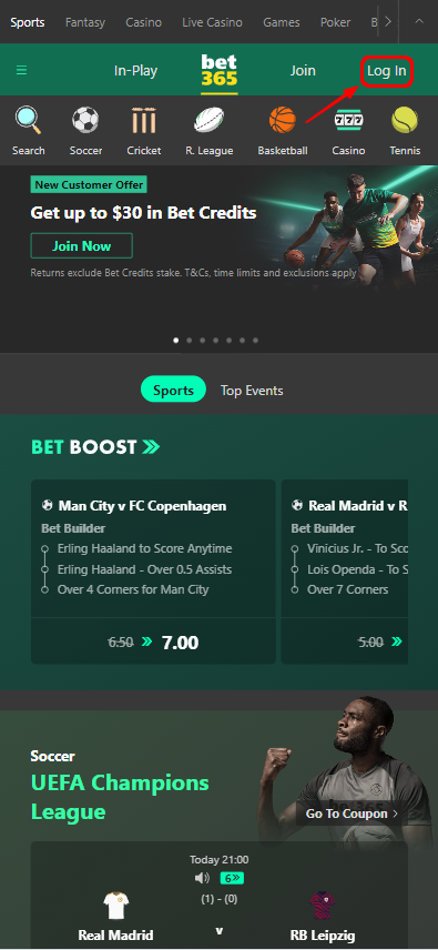 Authorization at betting company Bet365